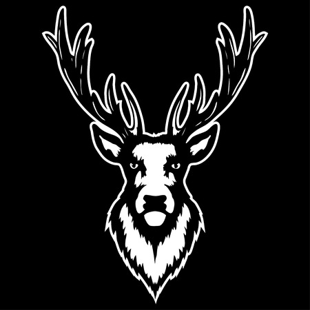 Vector illustration of a deer head on black background.のイラスト素材