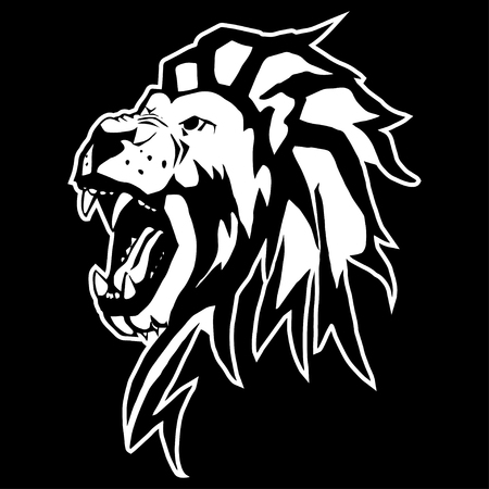 Vector illustration of the lion's head on black black background.のイラスト素材