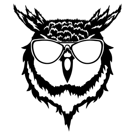 the head of an owl with eyeglasses Vector illustration.のイラスト素材