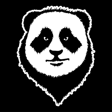 Vector illustration of a panda head isolated on black background.のイラスト素材