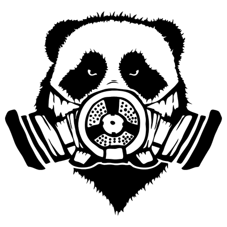 Isolated illustration of a panda head with mask isolated on white background.のイラスト素材