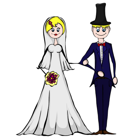 Isolated illustration of wedding coupleのイラスト素材