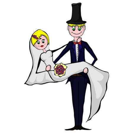 Isolated illustration of groom and brideのイラスト素材