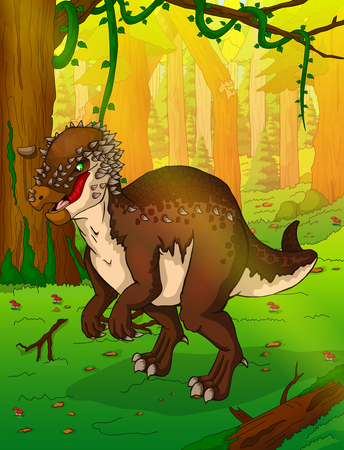 Pachycephalosaurus on the background of forestのイラスト素材