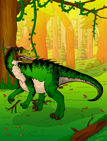 Velociraptor on the background of forestのイラスト素材