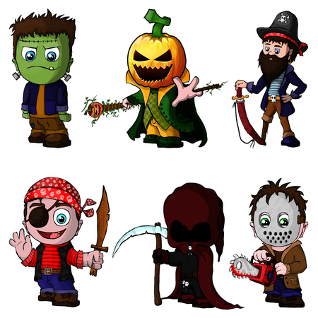 Set of cartoon characters for halloweenのイラスト素材