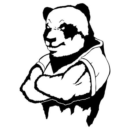 Isolated vector illustration a strong wild panda- man.のイラスト素材