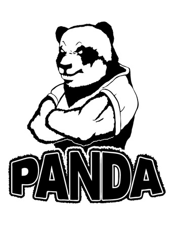 Isolated vector illustration of a panda head on man body.のイラスト素材