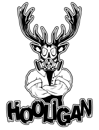 print on a T-shirt "hooligan" depicting a deerのイラスト素材