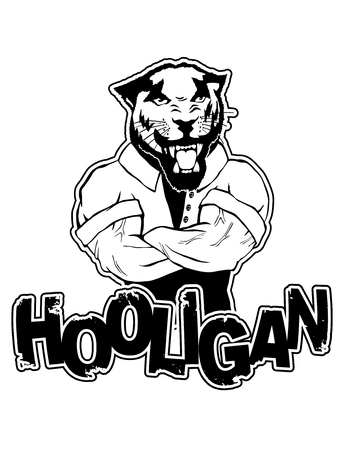 Print on t-shirt hooligan with a panther image.のイラスト素材