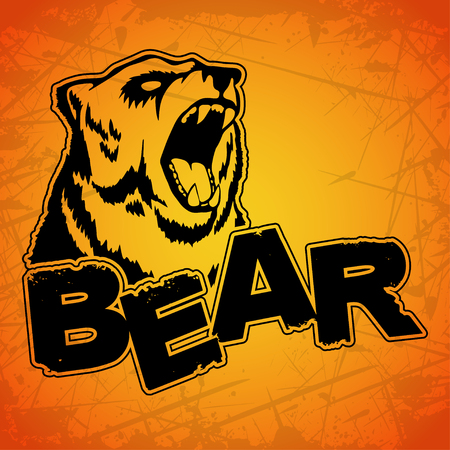 Bear logo on a yellow background. Vector illustration.のイラスト素材