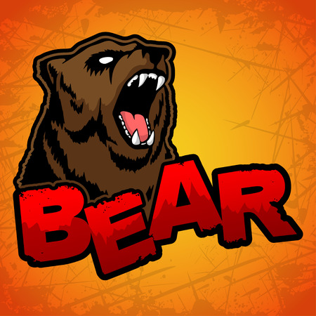 Bear icon on a yellow background vector illustration.のイラスト素材