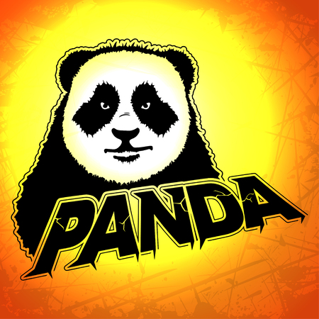 Panda icon on a yellow background vector illustration.のイラスト素材