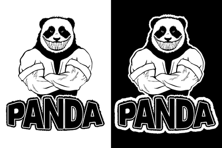 Isolated vector illustration a strong evil wild panda man.のイラスト素材