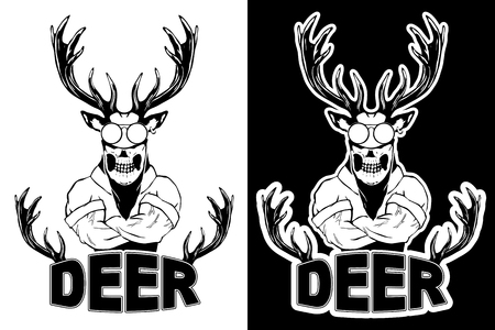 Steep fashionable deer Hipster animal. Vintage style illustration for tattoo, icon, emblem, print on the t-shirt.のイラスト素材