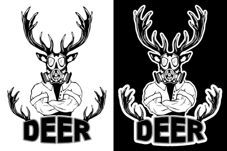 Steep fashionable deer Hipster animal. Vintage style illustration for tattoo, icon, emblem, print on the t-shirt.のイラスト素材