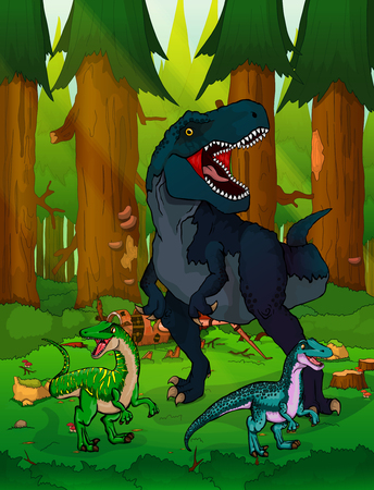 Tyrannosaur on the background of forestのイラスト素材