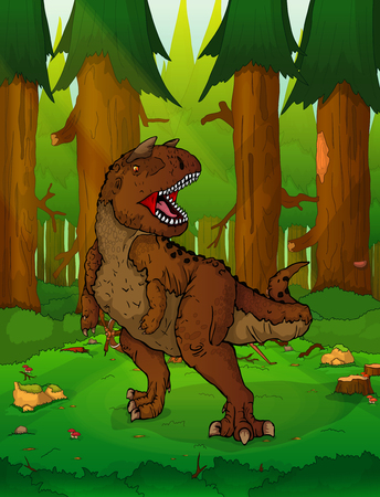Carnotaur on the background of forestのイラスト素材
