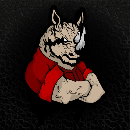 Strong Rhinoceros on the texture of the skin.のイラスト素材