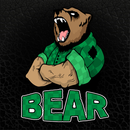 Strong bear-man on the texture of the skin.のイラスト素材