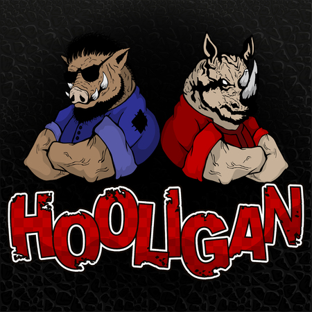 Rhinoceros and boar is a bully on the texture of the skin.のイラスト素材