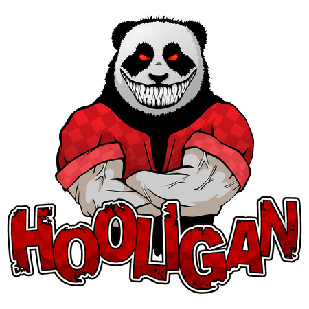 print on T-shirt hooligan with a panda image.のイラスト素材
