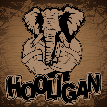 elephant-man on a wooden background.のイラスト素材