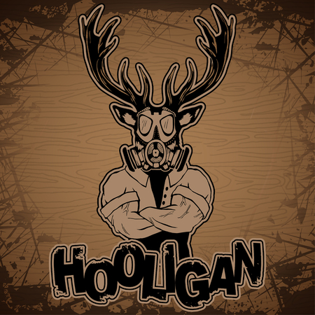 A deer on a wooden background.のイラスト素材