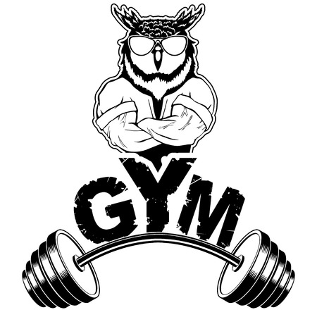 Vector design for a gym with an abstract image of a strong owl.のイラスト素材