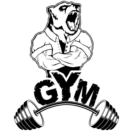 Vector design for a gym with an abstract image of a strong bear.のイラスト素材