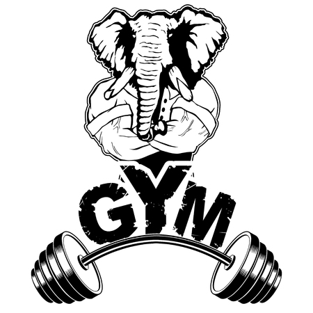 Vector design for a gym with an abstract image of a strong elephant.のイラスト素材