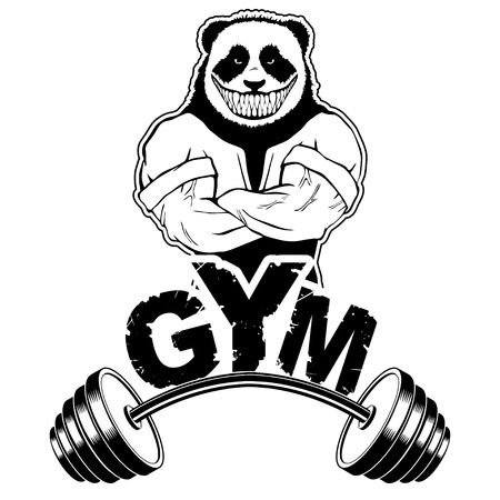 Vector design for a gym with an abstract image of a strong panda.のイラスト素材