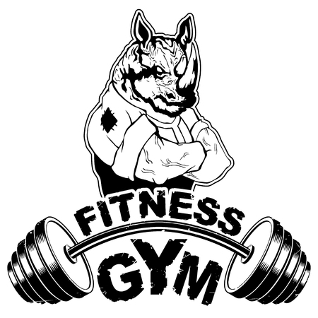 Vector design for a gym with an abstract image of a strong rhino.のイラスト素材