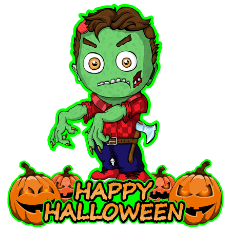 Zombie wants a happy Halloween on an isolated white backgroundのイラスト素材