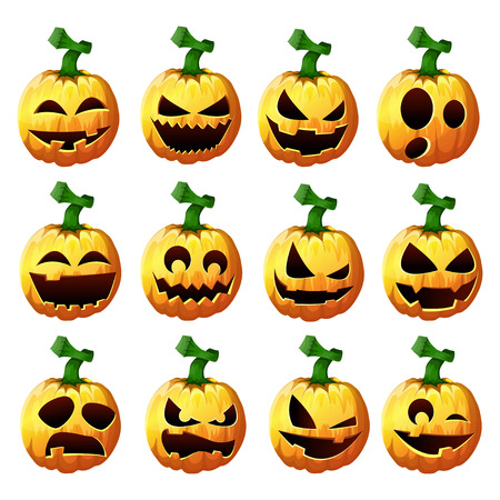 Set pumpkins for Halloweenのイラスト素材