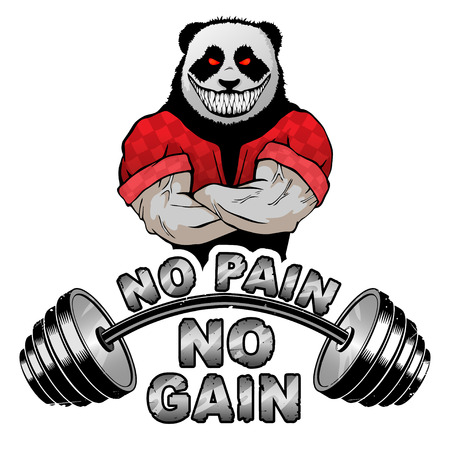 Vector illustration barbell and strong panda.のイラスト素材