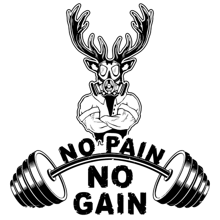 Vector illustration barbell and strong rhinoceros.のイラスト素材