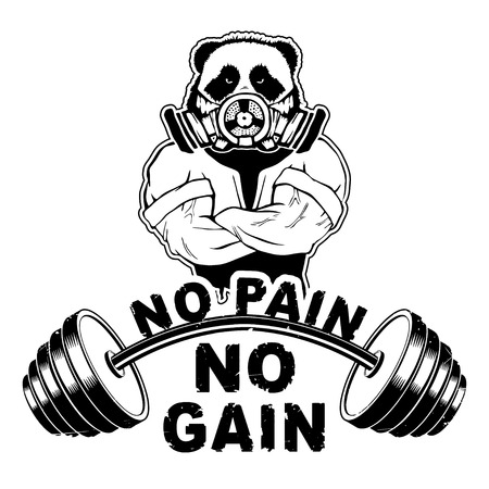 Vector illustration barbell and strong panda.のイラスト素材
