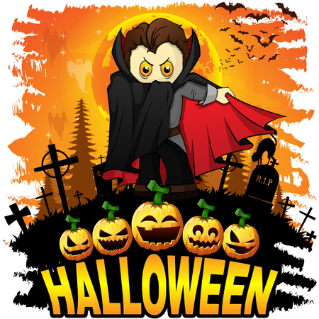 Halloween  Design template with Graf Dracula. Vector illustration.のイラスト素材