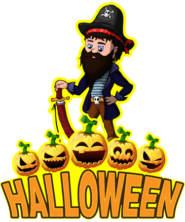 Halloween Poster with Pirate.のイラスト素材