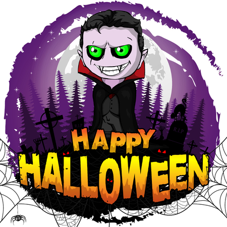 Happy Halloween  Design template with Graf Dracula. Vector illustration.のイラスト素材