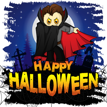 Happy Halloween  Design template with Graf Dracula. Vector illustration.のイラスト素材