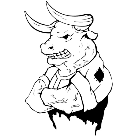 Vector illustration of a strong bull with big bicepsのイラスト素材