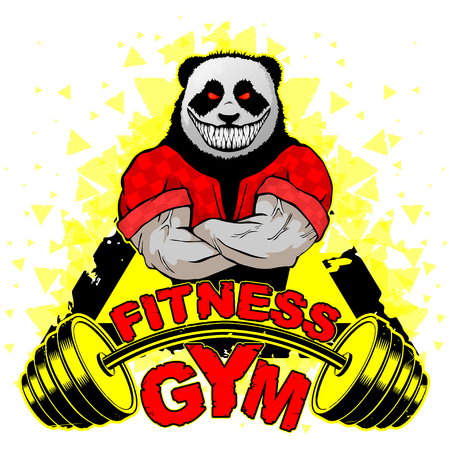 Vector design for a gym with an abstract image of a strong panda.のイラスト素材