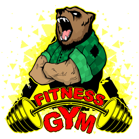 Vector design for a gym with an abstract image of a strong bear.のイラスト素材
