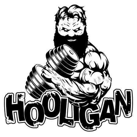 strongmen doing exercise with dumbbells for bicepsのイラスト素材