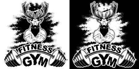Vector design for a gym with an abstract depiction of a strong deer.のイラスト素材