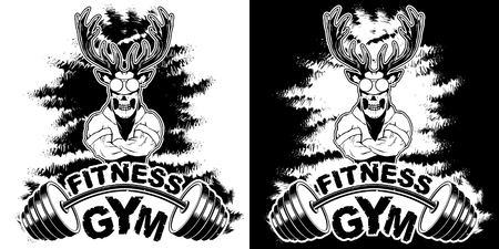Vector design for a gym with an abstract depiction of a strong deer.のイラスト素材