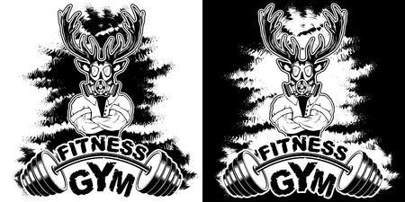Vector design for a gym with an abstract depiction of a strong deer.のイラスト素材