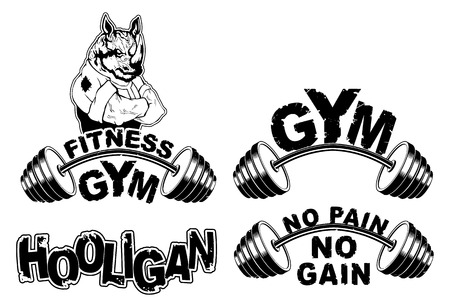 Vector set design for a gym with an abstract image of a strong rhino.のイラスト素材
